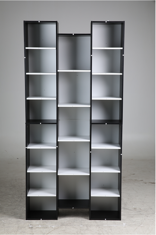 Homfa 21-Cube Bookcase, 71¡¯¡¯ Tall Wooden Bookshelves with Adjustable Shelves, Triple Wide CD Display Storage Organizer Shelf for Home Office, Black+White