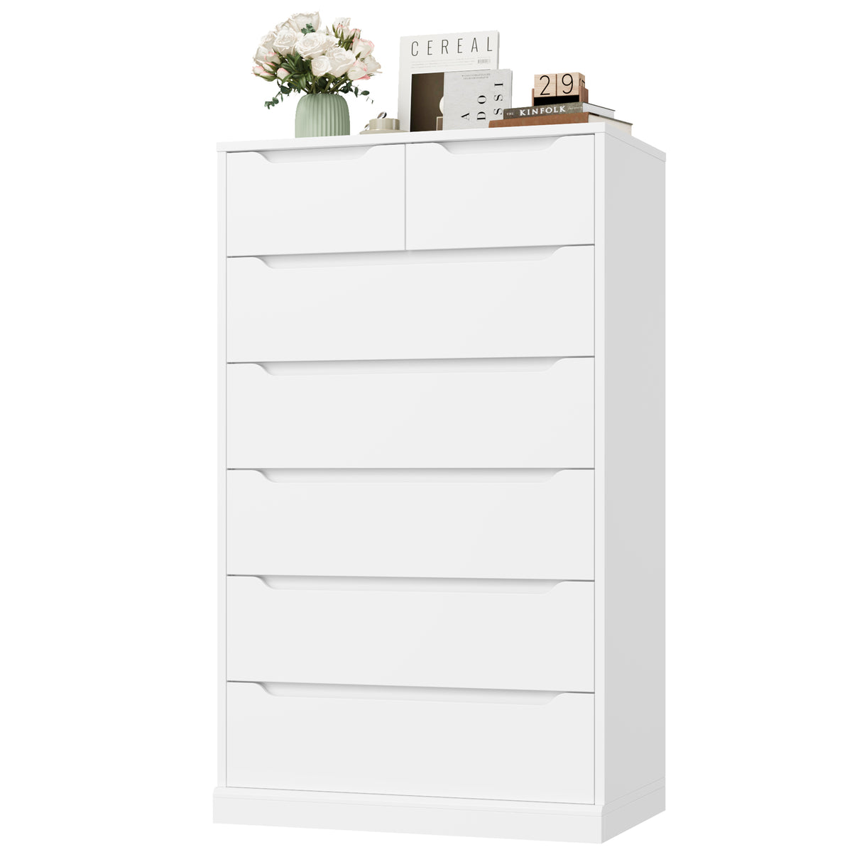 Homfa Vertical 7 Drawer Dresser, 51.3 in Tall Wood Storage Cabinet wit ...