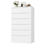 Homfa Vertical 7 Drawer Dresser, 51.3 in Tall Wood Storage Cabinet with Upgraded Stable Base for Bedroom Living Room, White