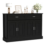 Homfa Modern Kitchen Buffet Sideboard, 4 Door 2 Drawer Wood Storage Cabinet Coffee Bar for Living Room Entryway, Black