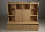 Homfa 10 Cubes Kids Toy Storage Organizer, 4 Drawers Kids Bookcase and Bookshelf with Doors & Adjustable Shelves for Playroom Kids Room, Natural Color