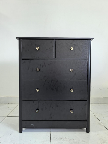 Homfa Dresser of 5 Drawers, Dresser Chest with Easy Pull Handle for Bedroom, Living Room, Black