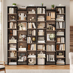 Homfa 2 Pieces Bookshelves, 71¡¯¡¯ Tall Three Row Bookshelf with Adjustable Shelves, 21-Cubes CD Display Storage Organizer Shelf for Living Room Home Office, Black+Brown