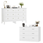 Homfa Modern Bedroom Dresser Set, 2 Pack 6 Drawer Chest with Metal Pull, Wood Storage Cabinet for Living Room Entryway, White