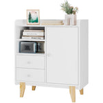 Sideboard Storage Cabinet with 3 Drawers & 3 Doors Buffet Cabinet for Dining Room, White