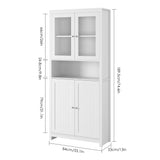 Homfa Bookcase with Double Glass Doors Double Pull-wire Door Modern Simplicity 5 Shelves Standard Book Stand Cabinet,33.1" L*11"W*74.6"H, White