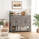 Homfa Farmhouse Console Table with 2 Drawer for Entrance Hall, 4 Door Wood Foyer Table Coffee Bar for Living Room, Gray