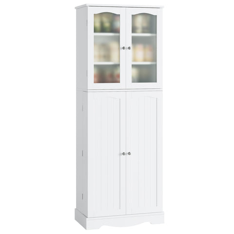 Homfa Kitchen Pantry Cabinet, 63.5'' Tall Storage Cabinet with Doors and Adjustable Shelves, White