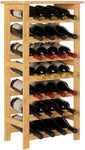 Homfa 7 Tier Bamboo Wine Rack, Free Standing Wine Storage Rack Display Shelves Storage Standing Table for Home Kitchen, 28 Bottles Capacity, Natural Color