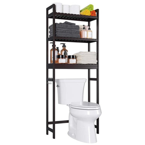Homfa 25'' W x 64.2'' H x 10.2'' D Solid Wood Over-The-Toilet Storage