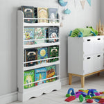 Homfa Kids Bookcase, Kids White Bookshelf Wood Freestanding Shelf with 4 Tier Book Organizer for Children Room