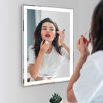 Homfa 3-Mode LED Bathroom Mirror Lighted Makeup Mirror Vanity Anti-Fog Time Displaying