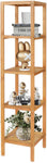 Homfa 5-Tier Bamboo Shelf, Shelf Unit Storage Rack for Small Space, Sturdy Bookcase Flower Stand for Bathroom, Kitchen, Living Room, Balcony, Home Office, Natural