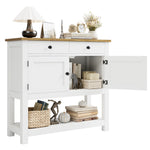 Homfa Console Table with Drawers and Cabinet, Entryway Table with 2 Doors and Drawers for Living Room, Hallway, White