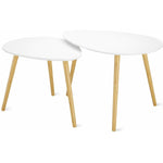 Homfa Coffee Table 2X Side Table Teardrop Shaped End Table for Living Room, White