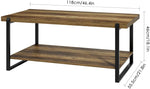 Homfa Coffee Table, Industrial Sofa End Table, 2-tier Wood Cocktail Table with Metal Frame, Home Office Furniture, Oak Color
