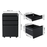 3 Drawer Mobile File Cabinet W/ Lock Office Cabinet W/ Adjustable Tray White New