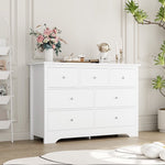 Homfa 7 Drawer White Dresser for Bedroom, Modern Chest of Drawer Wood Storage Cabinet for Entryway Living Room