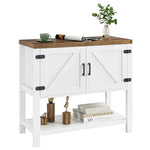 Homfa Farmhouse Entryway Table with Storage Shelf, Console Table with 2-barn Door, White Buffet Sideboard, Sofa Tables for Living Room