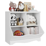 Homfa 4 Cube Toy Box, Kid's Cubby Storage Organizer, White Toy Chest for Children for Nursery, Kid's Room