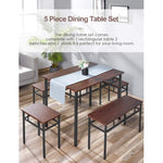 Homfa Dining Table Set Kitchen Table with Bench 5 Pieces Modern Wood Table Top 2 Benches and 2 stools, Kitchen Dining Room Furniture Set 43.3¡°L x 27.6¡°W x 29.5¡°H Metal Frame, Brown