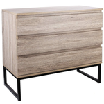Homfa 3 Drawer Dresser, 31.5'' Side Storage Cabinet with Metal Base for Living Room Bedroom, Oak