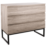 Homfa 31.5'' Wide Dresser, 3 Drawers Side Nightstand with Metal Base for Entryway Hallway Bedroom, Oak