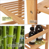 Homfa Ladder Bookcase Wood Flower Shelf, 4-Tier Plant Stand Storage Shelving Step Rack, Nature Color