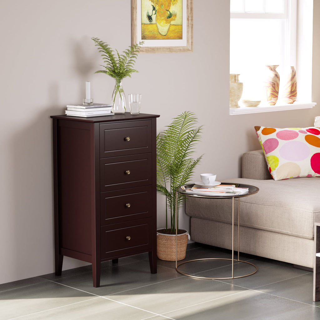 Homfa 4 Drawer Dresser, Nightstand for Bedroom, Floor Storage Chest fo