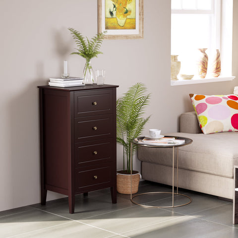 Homfa 4 Drawer Dresser, Nightstand for Bedroom, Floor Storage Chest for Living Room, Dark Brown