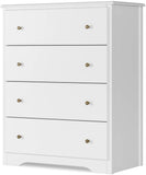 Homfa Dresser with 4 Drawers, Modern Chest of Drawers White, Dresser Chest with Wide Storage Space, Functional Organizer with Solid Wood Frame for Bedroom, Living Room, Closet, Entryway, Hallway