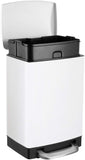 Homfa Trash Can 3.2 Gallon(12L), Metal Step Rubbish Bin with Removable Inner Bucket and Hinged Lid, Soft-Close Garbage Bin for Bathroom Kitchen Office, White