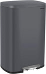 Homfa Kitchen Trash Can, 13.2 Gallon(50L) Stainless Steel Garbage Can with Removable Inner Bucket and Hinged Lids Dual Step Pedal Rubbish Bin Home Office Soft Closure 16.8Lx12.3Wx25.5H inch,Gray