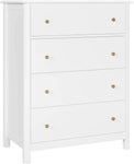 Homfa White Dresser 4 Drawer Chest/Nightstand - 29" Lx15.7 Wx37 H, Wide Chest of Drawers with Curve Legs and Sturdy Wood Frame, Ideal for Bedroom Nursery Closet Entryway