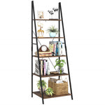 Homfa Ladder Shelf, 5 Tier Vintage Bookcase, Multifunctional Bookshelf Plant Flower Stand Storage Rack Shelves, Wood Look Accent Metal Frame Modern Furniture,Vintage