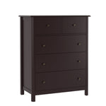 Homfa Horizontal Dresser, Brown Dresser of 5 Drawers for Bedroom, Modern Kid Dresser Chest of Drawers