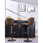 Homfa Bar Stools Set of 2 Height Adjustable Barstools Swivel Counter Chairs with Backrest PU Leather and Unique Metal Frame Barstool Chairs for Kitchen Bistro Pub, Retro Brown