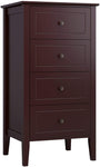 Homfa 4 Drawer Chest, Bathroom Floor Cabinet, Solid Wood Frame, Antique-Style Handles, Dressers for Bedroom, (19.7 L x 15.7 W x 37.4 H ) Easy to Assemble -Soft Dark Brown Finish