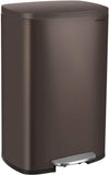 Homfa Kitchen Trash Can, 13.2 Gallon(50L)Stainless Steel Garbage Can with Removable Inner Bucket and Hinged Lids Dual Step Pedal Rubbish Bin Home Office Soft Closure 16.8Lx12.3Wx25.5H inch,Dark Bronze