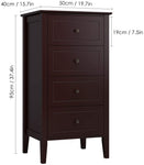 Homfa 4 Drawer Chest, Bathroom Floor Cabinet, Solid Wood Frame, Antique-Style Handles, Dressers for Bedroom, (19.7 L x 15.7 W x 37.4 H ) Easy to Assemble -Soft Dark Brown Finish