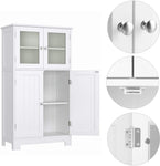 Homfa Bathroom Floor Storage Cabinet, Wood Linen Cabinet with Doors and Adjustable Shelf, Kitchen Cupboard, Free Standing Organizer for Living Room Entryway Home Office, White