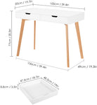 Homfa Writing Computer Desk, Laptop Notebook PC Workstation with 2 Drawers, Simple Study Makeup Vanity Table Modern Furniture for Home Office, White