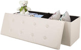 Homfa Large Bedroom Ottoman Bench, Folding Faux Leather Storage Chest with Lid Footrest Padded Seat
