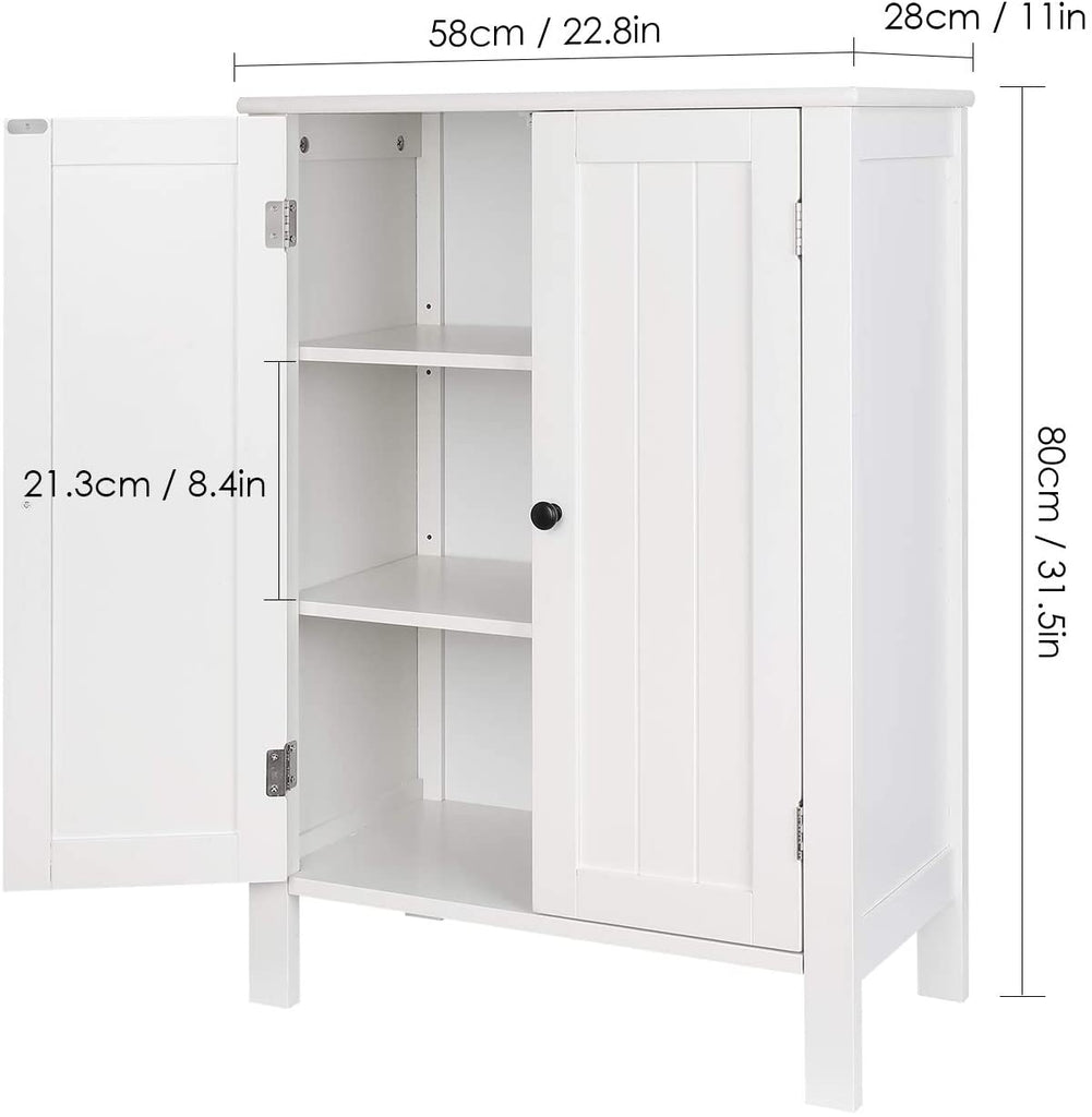 VASAGLE White Storage Cabinet with 3 Shelves