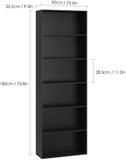 Homfa Bookshelf 70 in Height, Bookcase 6 Shelf Free Standing Display Storage Shelves Standard Organization Collection Decor Furniture for Living Room Home Office, Black