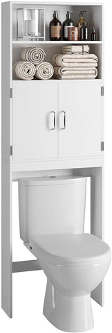 Homfa Over-The-Toilet Storage Cabinet, 2-Doors Bathroom Organizer with 4 Shelves, Space-Saving Toilet Storage Rack - 24.8 x 7.9 x 76.8 inches, White