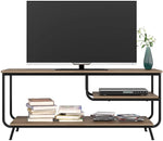 Homfa Industrial TV Stand for TVs up to 55", Entertainment Center with 3 Tier Storage Shelves, Media TV Console for Living Room, Wood and Metal, Rustic Brown