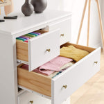 Homfa 5 Drawer Chest, Tall Dresser Chest, White Chest of Drawers with Wide Storage Space, Vertical Organizer Unit with Stable Wood Frame for Bedroom, Closet, Nursery, Toddlers Room
