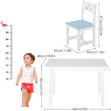 Homfa Kids Wooden Table and 2 Chair Set, 3-in-1 Kids Toddler Furniture Set Craft Table with Drawing Paper Rack for Dining Painting Reading Playroom Safe and Sturdy, White