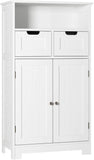 Homfa Bathroom Floor Cabinet, Large Bathroom Storage Cabinet with Doors and Shelves, 2 Adjustable Drawers, Wood Freestanding Cupboard for Living Room, Entryway, Kitchen, Ivory White